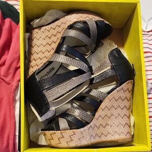 Charlotte Russe Black Snake Wedge Sandals